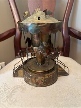 Vintage Sankyo Copper, Brass Rainbow Carousel Music Box
